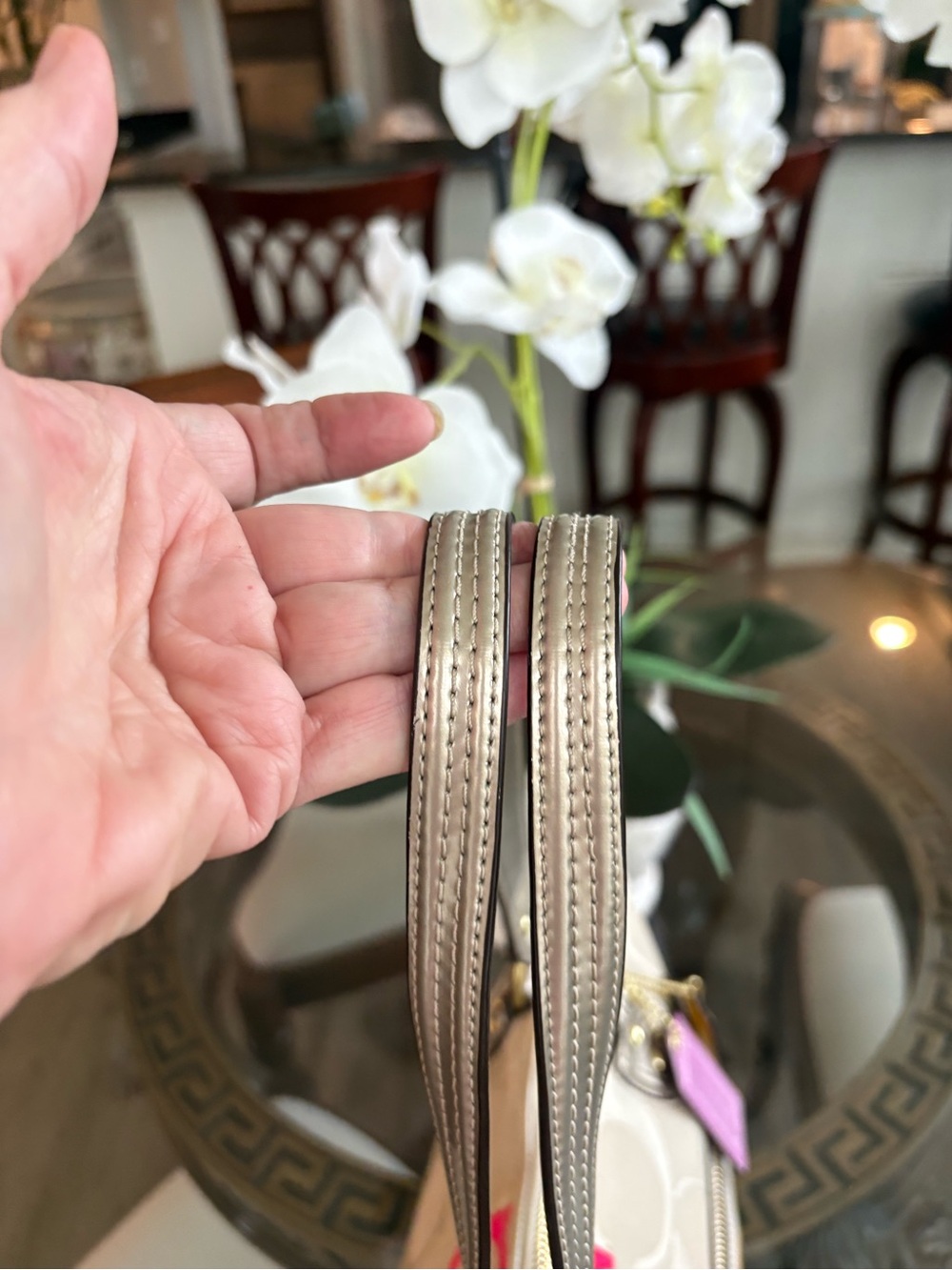 πππ©·COACH POPPY SIGNATURE βCβ KHAKI/JACQUARD & LEATHER TOTE BAG!πππ©· - Picture 8 of 10